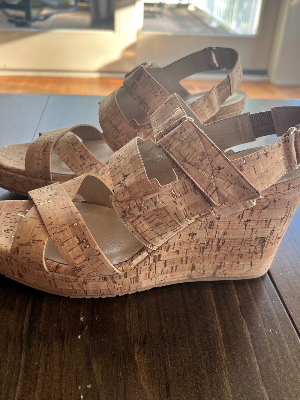 Donald J Pliner Gretel 2 Metallic Cork Wedge Sandals-size 10